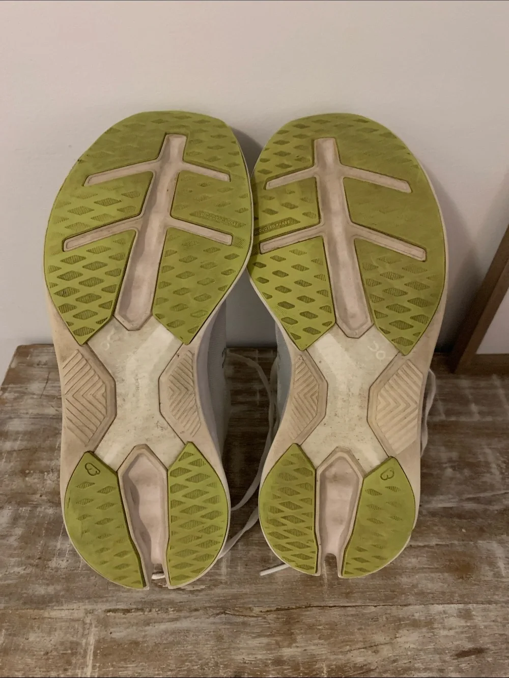 On Running White and Lime Low-Top Running Sneakers
